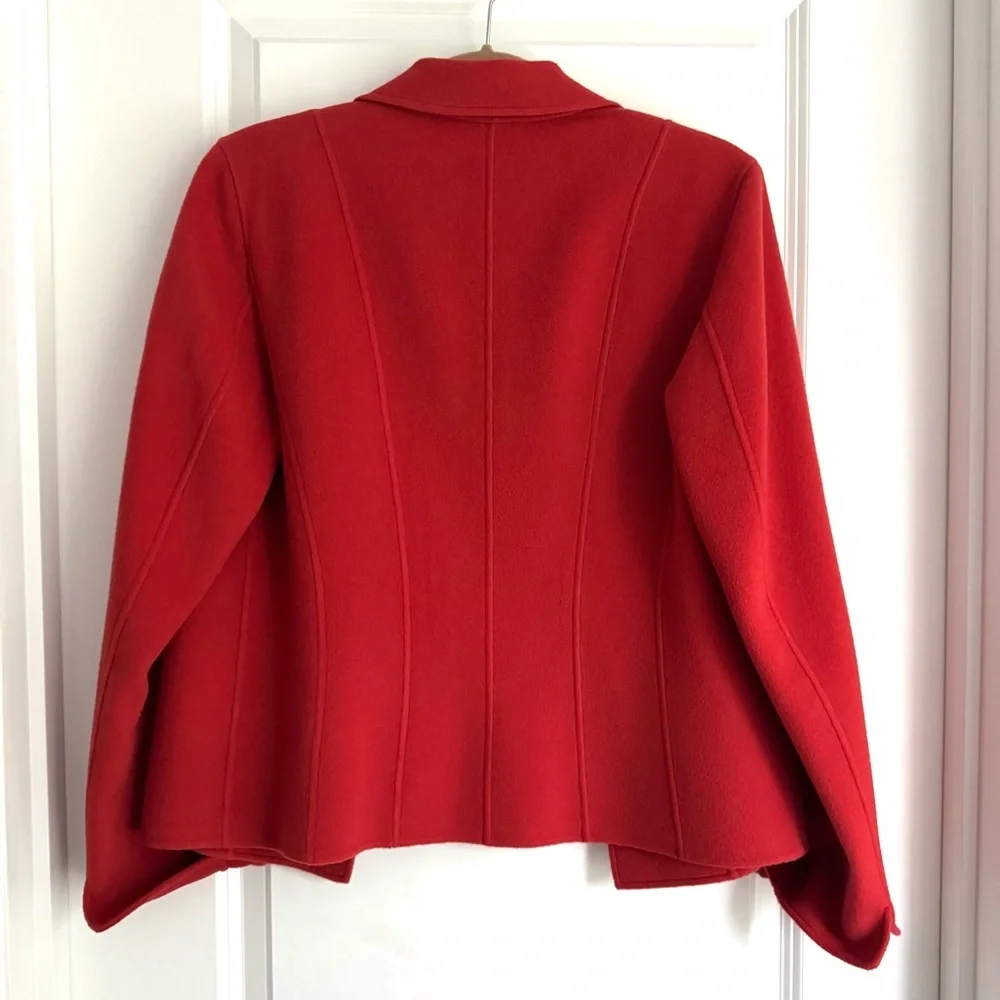 Talbots Vintage Wool Blazer Jacket Orange Open Front Work Wear Holiday Size 10 - Picture 4 of 6